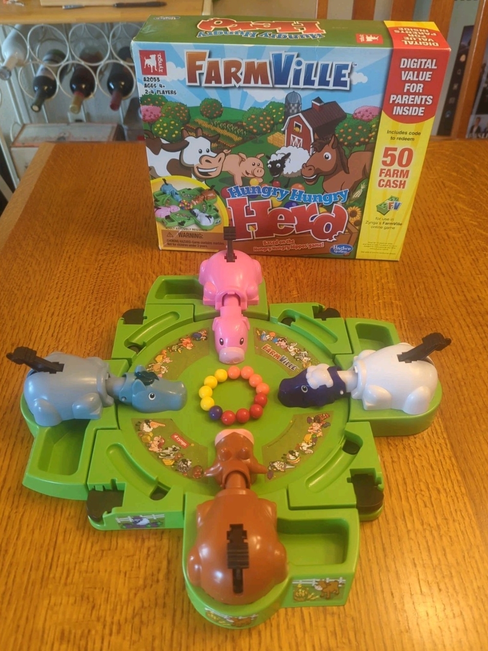 Farmville Hasbro Hungry Hungry HERD Board Game- Incomplete- Partial Marbles
